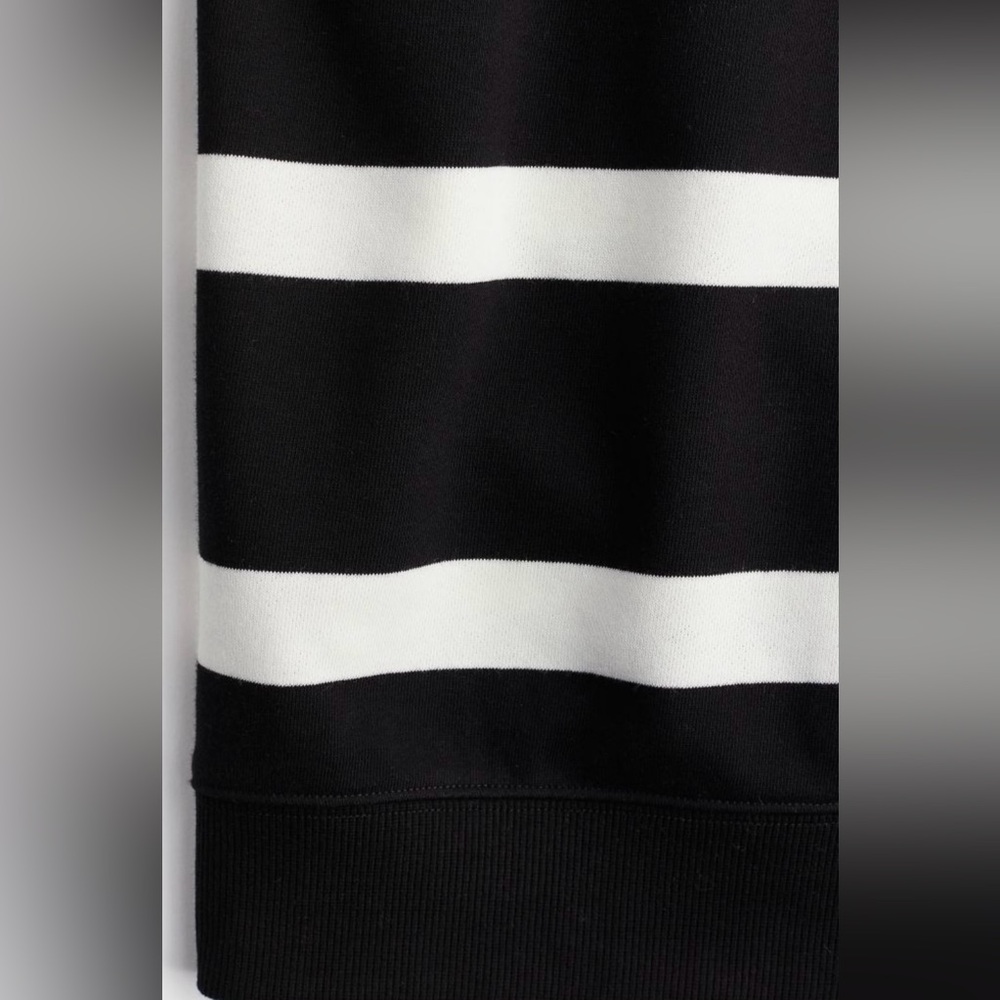 Black & White Striped Cotton Long Sleeve Top | Crew Neck | Large - Picture 7 of 10